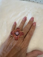 Kenneth Jay Lane Flower Ring With Pink Stone