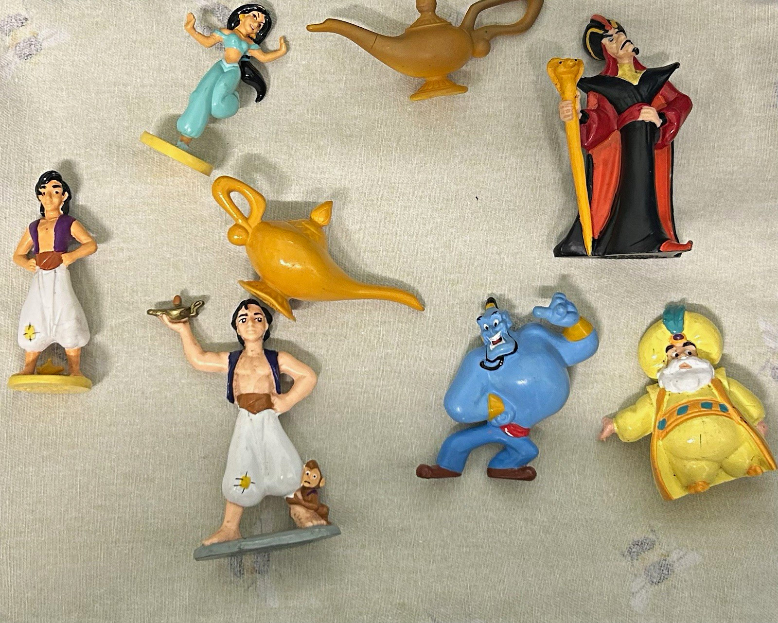 Disney Aladdin 1992 Figurines Set Genie Jafar Jasmine Sultan Magic Lamp