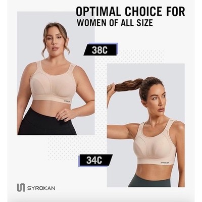 Syrokan NEW High Impact Bounce Control Wireless Sports Bra Sweet Grass 34C A305