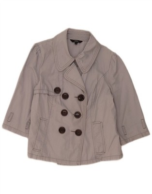 Marks & Spencer Womens 3/4 Sleeve Double Breasted Jacket UK 8 Small Grey CP19