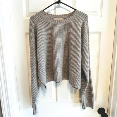 PHARAOH Knit Sweater Grey Wool Cashmere Blend Cropped Pullover Quiet Luxury M