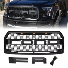 For 2015 2016 2017 Ford F150 F-150 Grill Raptor Style Front Grille Bumper Black