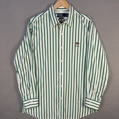 Polo Ralph Lauren RYLC Yacht Club Shirt Mens XL Green White Kelly Stripe Button