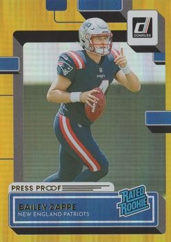 Bailey Zappe Premium Press Proof 2022 Donruss #329 New England Patriots