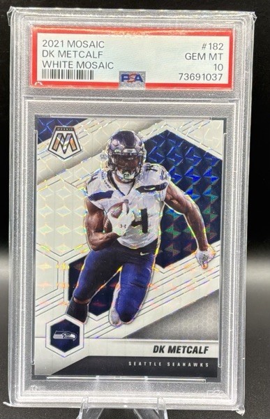2021 Panini Mosaic DK Metcalf White Mosaic Prizm #182 /25 PSA 10 Seahawks view 1