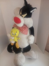 RARE VINTAGE 1994 SYLVESTER THE CAT/ TWEETY BIRD 30" LOONEY TUNES PLUSH APPLAUSE