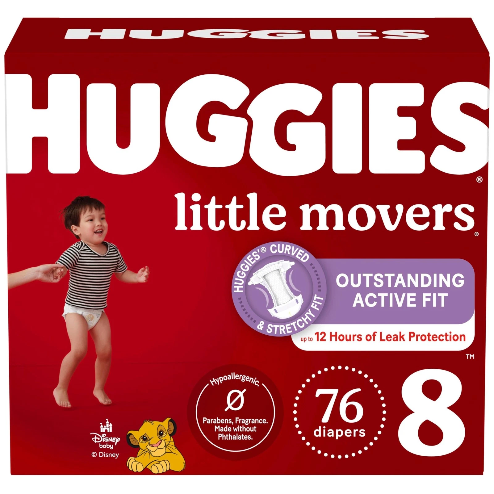 Huggies Size 8 Diapers, Little Movers Baby 8 (46+ 8, White