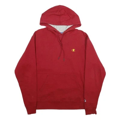 CHAMPION Homme Sweat à Capuche Rouge À Enfiler Mélange De Coton M - Photo 1/4