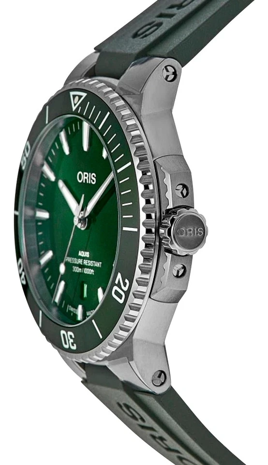 Reloj Hombre Oris Aquis Fecha Automático Goma Verde Buzos Fecha 733 7787 4157-RS Foto 2 de 3