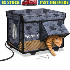 Heated Pet House Waterproof Insulated Cat Shelter Easy Assembly Quick Heating US