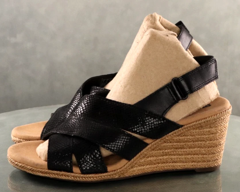 Sandalias alpargata de cuña Clarks Collection para mujer talla 8,5 negras Foto 2 de 4