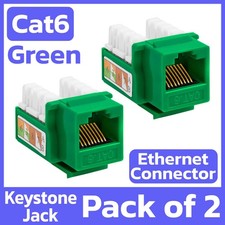 2 Pack Cat6 Keystone Jack Green Ethernet Network Cable Connector RJ45 Coupler