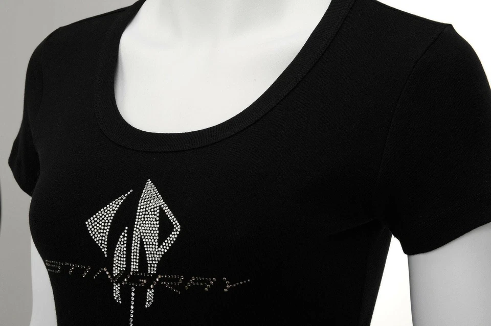 Camiseta Corvette C7 2014-2019 para mujer cuello redondo estrás con logotipo de raya Foto 2 de 4