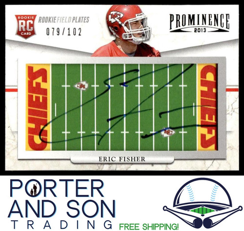 Eric Fisher 2013 Prominence Rookie Gridiron Gems Auto /102 RC MEM #132 Chiefs - Picture 1 of 2