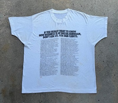 VINTAGE 70s Drexel Burnham Investment T-Shirt XL Single-Stitch Thin Grunge