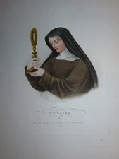 dap. Charles CHASSELAT 19th COLOR PRINT ENGRAVING SAINTE CLAIRE ASSISE 1810