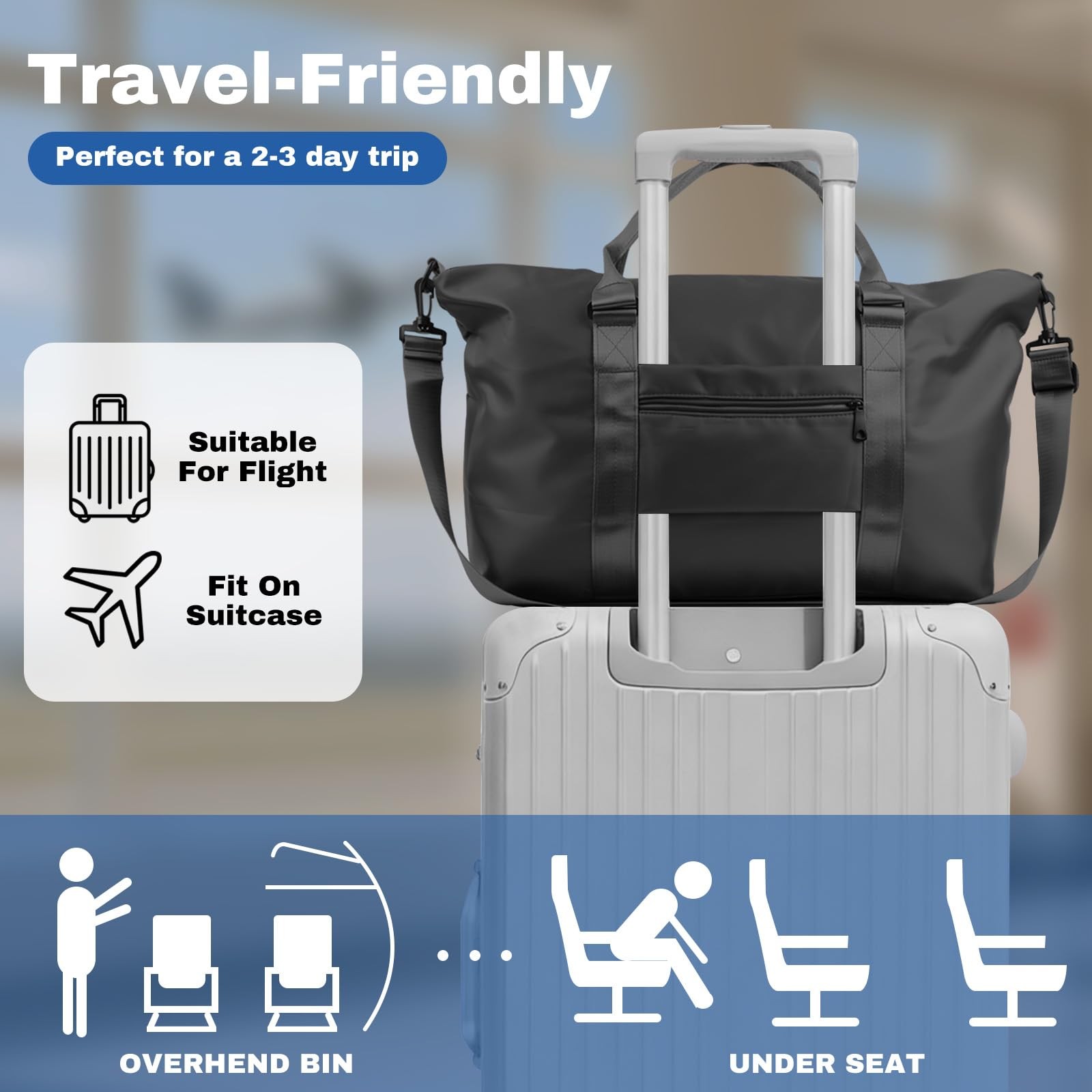 Weekender Duffel Bags for ， Travel Totes Bag for Airplane Essentials, Overnig... thumbnail 2