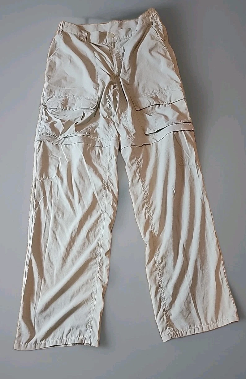 Columbia PFG Zip Off Leg Convertible Pants Mens Sz 36x32 Beige Tan Lite & Thin