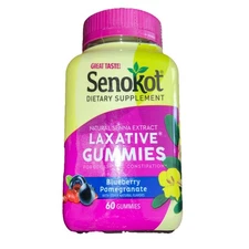 Senokot Laxative Gummies 60 Count Blueberry Pomegranate Dietary Supplement 4/26