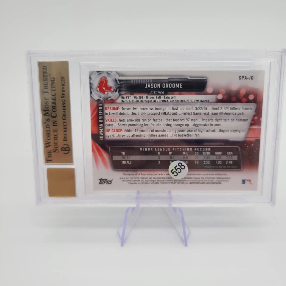 2017 Bowman Chrome Prospect Auto #CPAJG JASON GROOME 70th Auto BGS 10 - Image 2 of 2