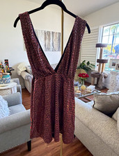 Women’s Black & Pink shimmer V-Neck Sleeveless Romper Party Clubwear Size M