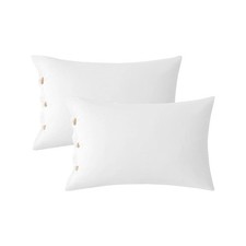 Pillowcases Standard Set of 2 Cotton Button Pillow Covers 20 26in White Bed P...
