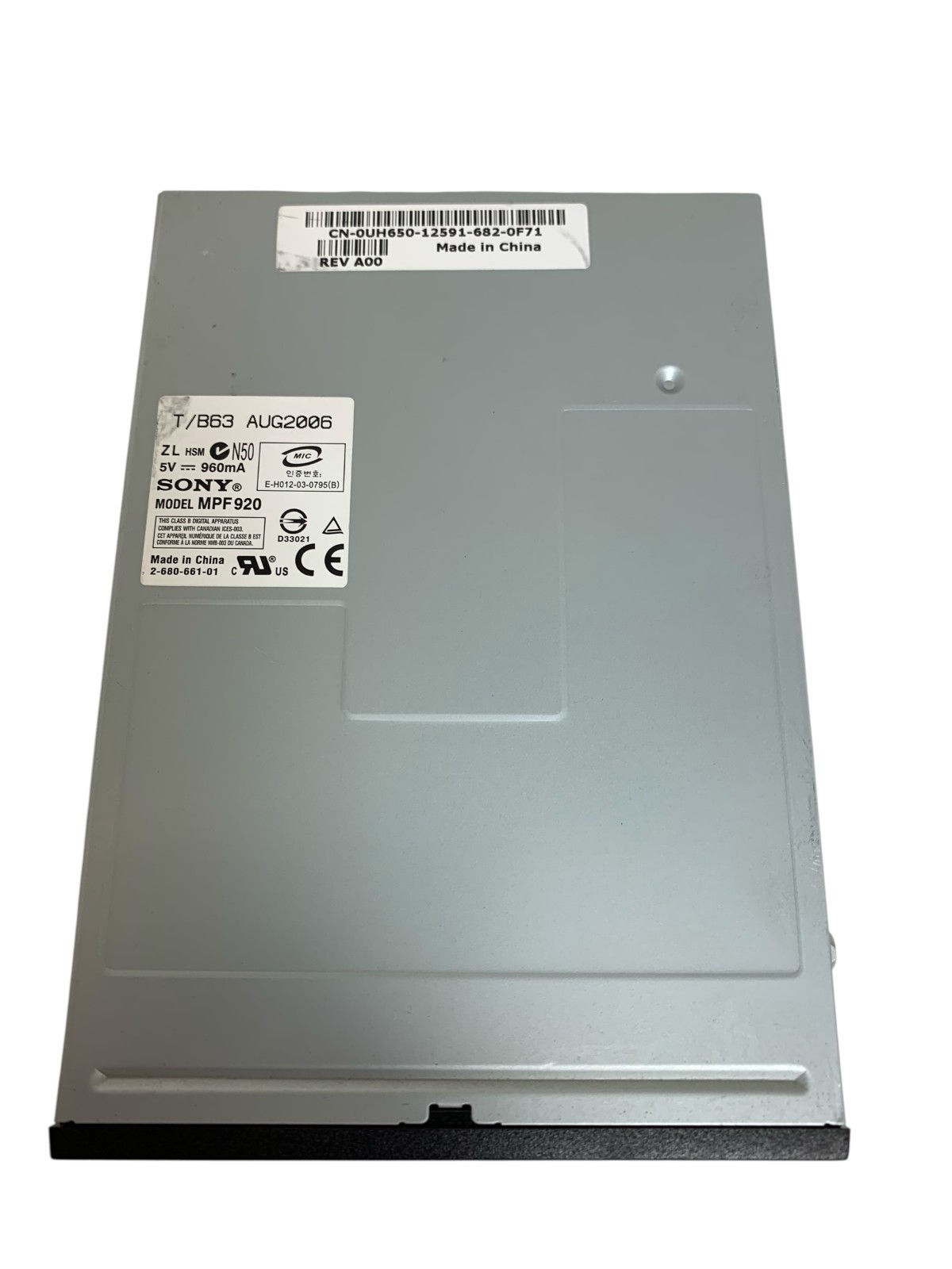 1.44" Floppy Drive Sony MPF920 Black Bezel Dell P/N 0UH650