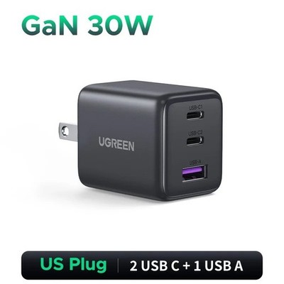 UGREEN 20W GaN PD 3.0 USB-C Charger US Plug for iPhone Samsung Xiaomi iPad