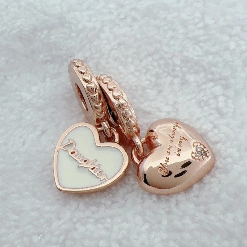 Dije dividido para pulsera madre e hija enchapado en rosa You're Always in My Heart Foto 3 de 4