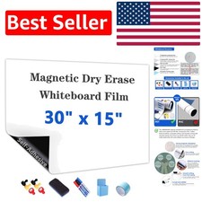 Self-Adhesive Magnetic Whiteboard, 30" x 15" - Effortless Cleanup  Custom Fit