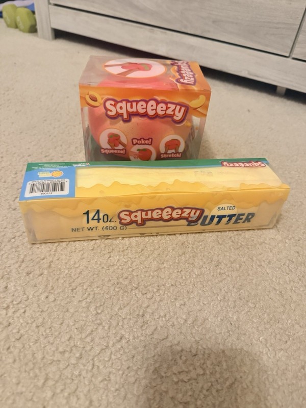 2 Sunny Days Squeeezy Butter & Peach Lot Sensory Stress Relief Squeeze Toy New