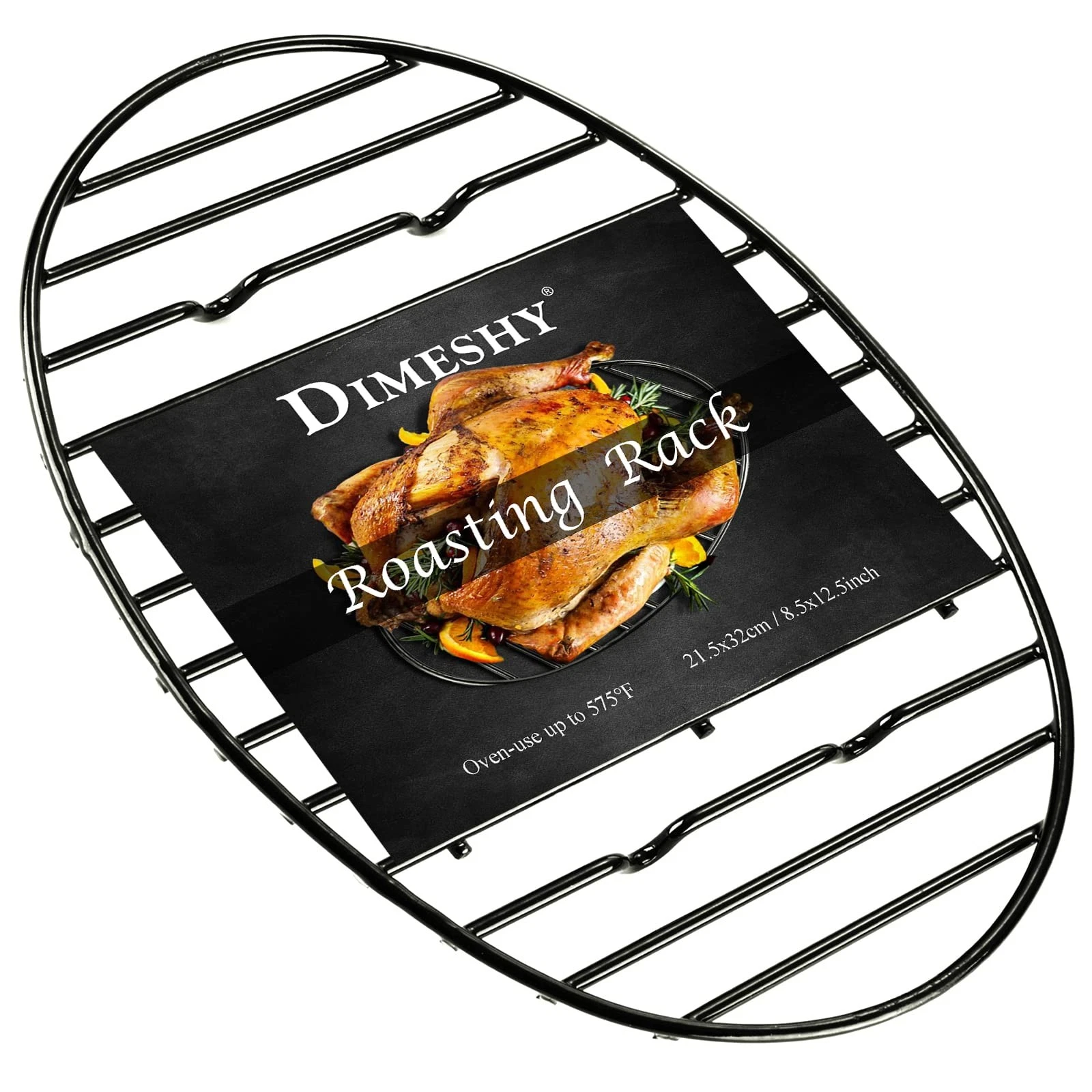 Roasting Rack, Black with Integrated Feet, Enamel Finished, Nonstick, fit for...