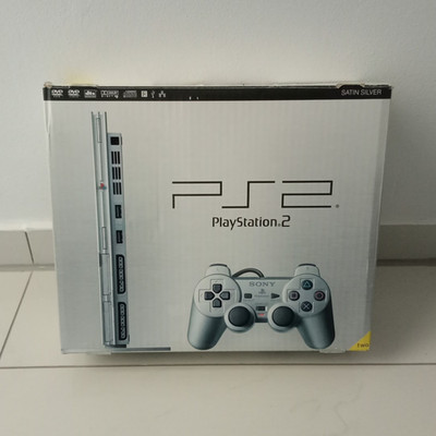 Sony PlayStation 2 Slim SCPH-77004 SS Satin Silver PAL OVP Top Zustand