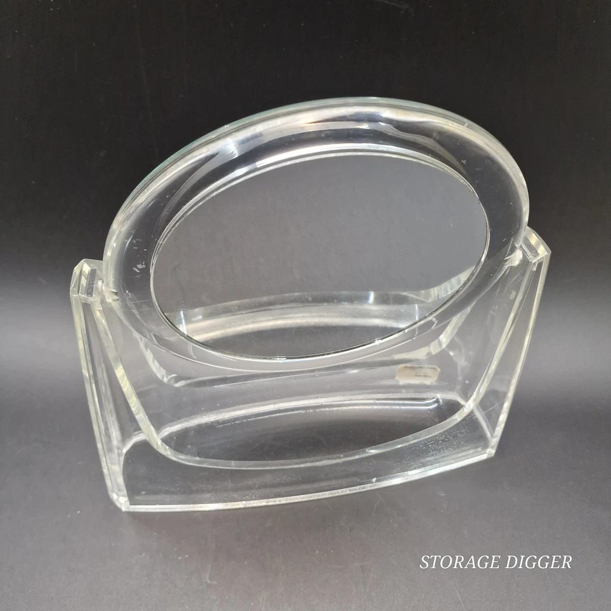 Vintage Lucite Tabletop Vanity Mirror Double Sided Swivel Mid-Century Modern