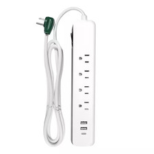 Gogreen Power Inc. 6-Ft. Cord Surge Protector with 4-Outlets, USB-A and USB-C, 4