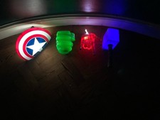 Captain America Shield Hulk Fist Spider-Man Web Thor Hammer Battery Wall Lights