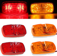 4 Pcs Amber Red 10 LED Trailer Side Marker Light, Bullseye/Tiger Eye/Double Bu