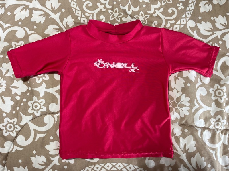 O'Neill Swimwear Youth Girls Skins UPF 50+ Rash Guard Pink Crew Neck Size 1