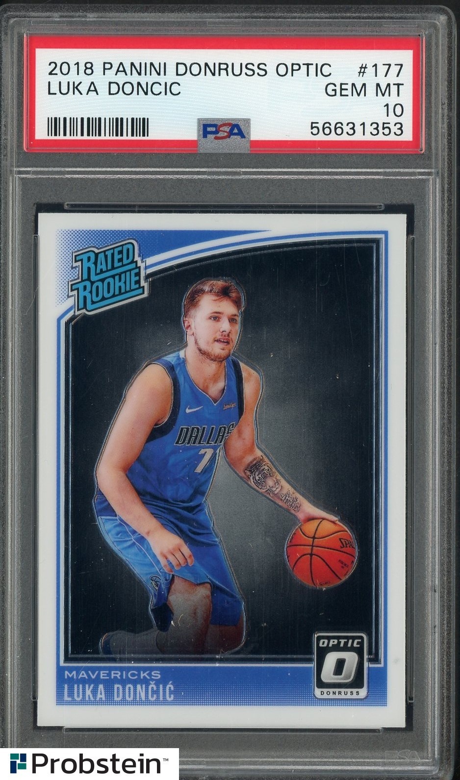 2018 Donruss Optic #177 Luka Doncic Dallas Mavericks RC Rookie PSA 10 GEM MINT view 1