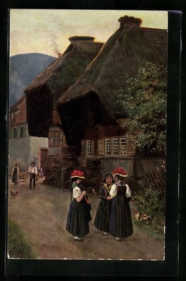 Künstler-AK H. Hoffmann: Frauen in traditioneller Kleidung unterhalten sich 191 