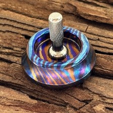Titanium Damascus Spinning Top Desktop Spinner Fidget Toy Gyro Gyroscope Toy