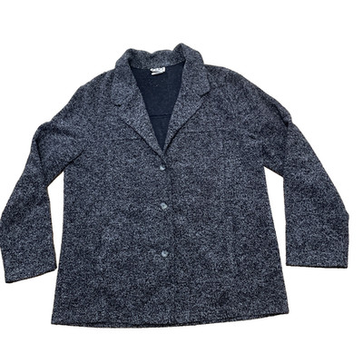 Clio vtg 90s Jacket Women L Charcoal Texture Knit Cardigan Sport Coat Made USA
