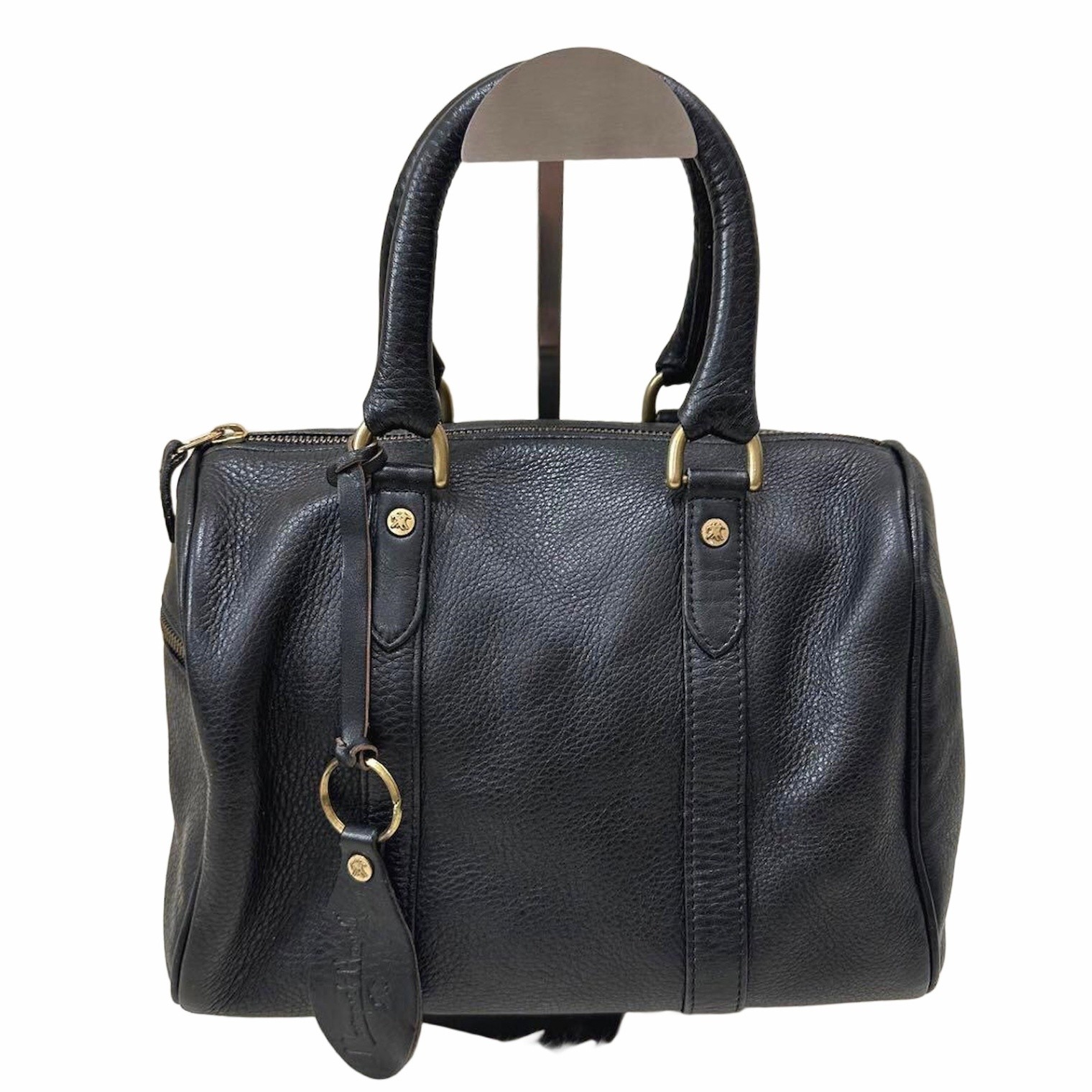 Margaret Howell Mini Boston Bag Leather Black Grained Used Japan
