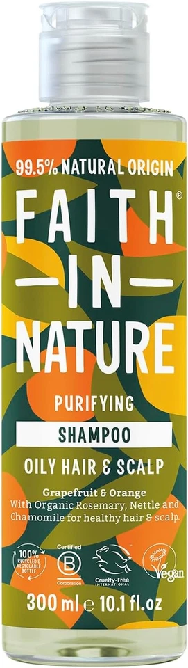 Faith In Nature 300ml Natural Grapefruit & Orange Shampoo, Invigorating, Vegan