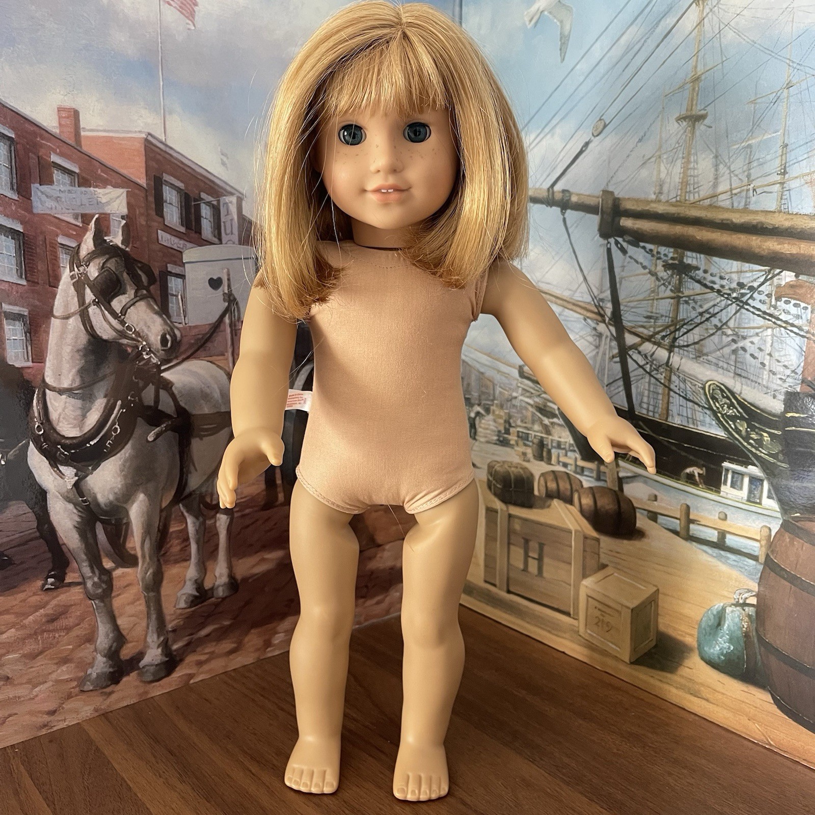 Nude Doll Only! American Girl Doll Nellie Freckles Blue Eyes