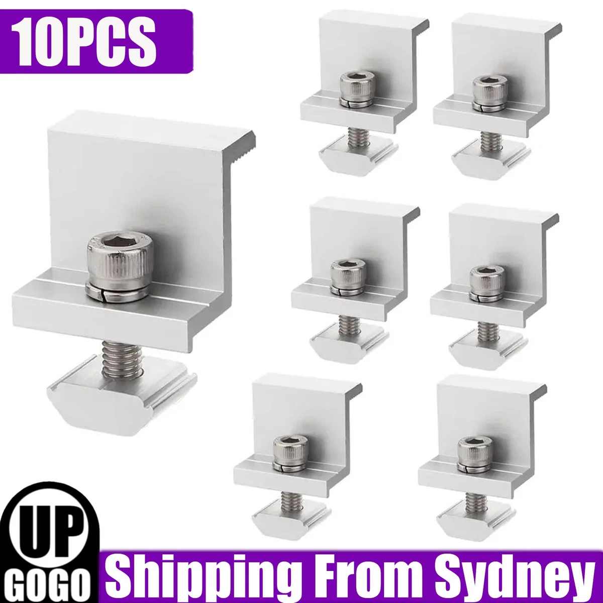10PCS 30mm Solar Panel Rail Bracket Mounting Aluminium Fixing End Clamp Brackets