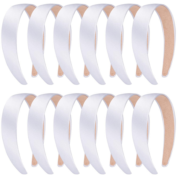 Haarreifen Satin 1 Inch Breit Weiß 12 StüCk FüR Damen MäDchen StirnbäNder-image