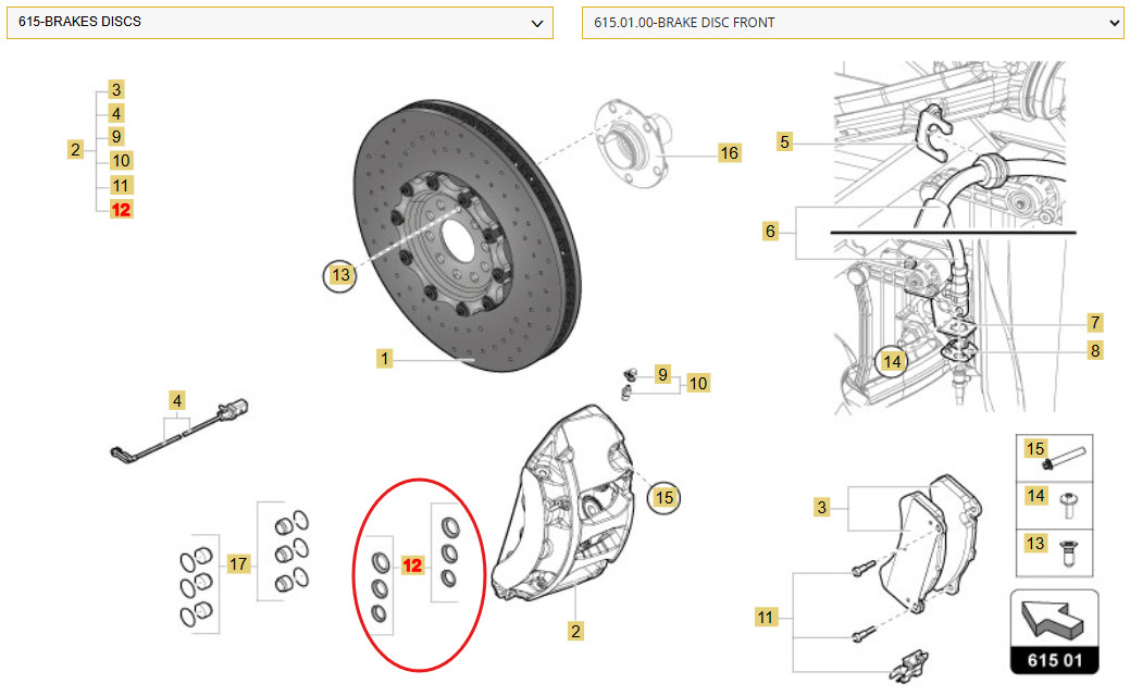 Lamborghini Aventador Front Brake caliper P/N 470698472