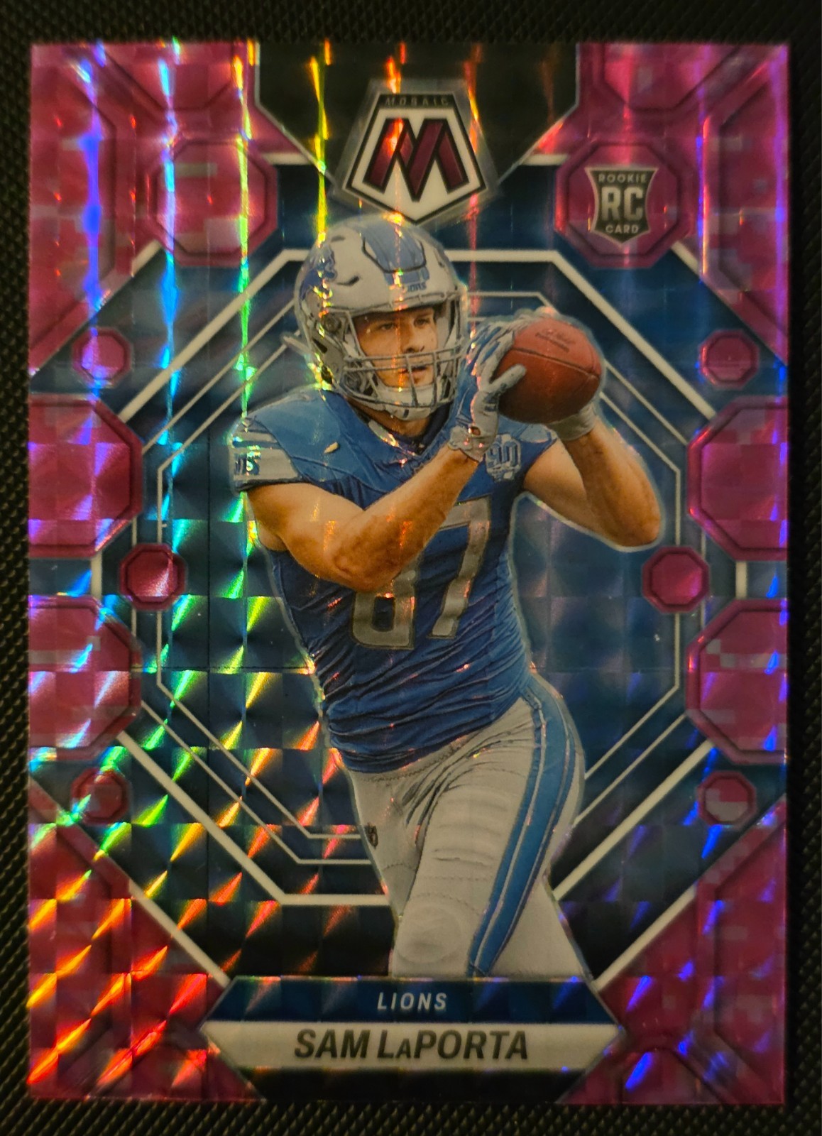 2023 Panini Mosaic - Rookies Sam LaPorta #360 Camo Pink Mosaic Prizm (RC)
