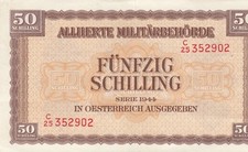 1944 AUSTRIA ALLIED OCCUPATION WWII 50 SCHILLING 50/- **RARE** (( aUNC ))